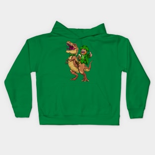 Leprechaun Riding Dinasour T Rex St Patrick Day Men Kids Hoodie